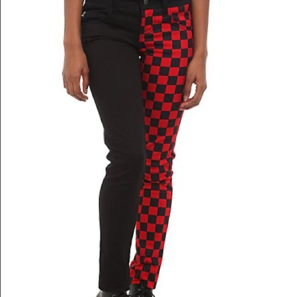 Royal Bones - Split Red/Black Jeans - Size 7